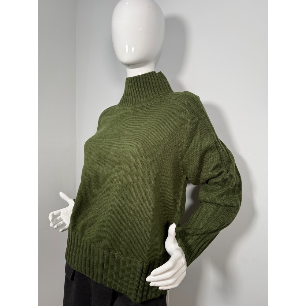 Commense‎ Solid High Neck Knit Sweater ArmyGreen … - image 5